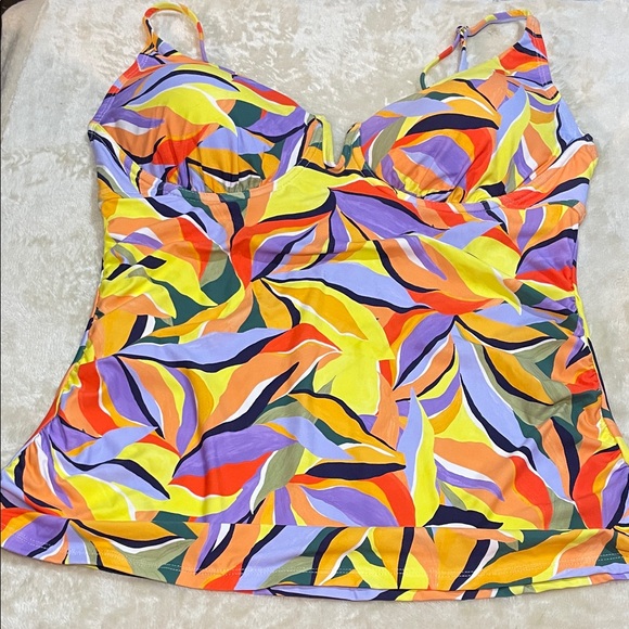 Anne Cole Multicolor Abstract Swim Tankini Top - Picture 1 of 9